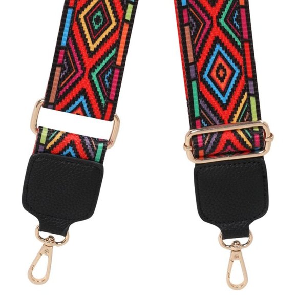 MONTANA WEST Aztec Print Guitar Style Purse Strap Adjustable Gold Tone Hardware - Picture 3 of 5